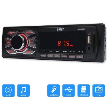 Imagem de Som Radio Automotivo Mp3 Player SD CARD AUX USB Vermelho