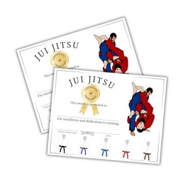Imagem de Prêmio Jiu Jitsu Certificado de Excelência Pacote com 30 21,6 x 28 cm Classe Faixa Preta Cerimônia Professor Treinador Medalhas Competição Exibição Artes Marciais Karatê
