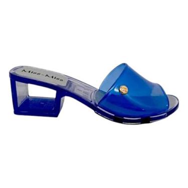 Imagem de Tamanco Miss Miss 10237 Retrô Acrílico Cristal Transparente, Azul, 36
