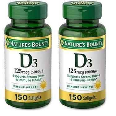 Imagem de Suplemento Nature's Bounty de Vitamina D3 5000IU 150 Cápsulas Gelatino