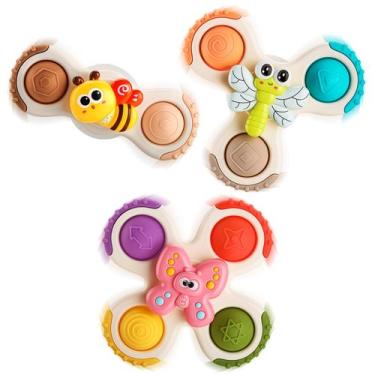 Imagem de Suction Cup Spinner Toy ALASOU para crianças de 1 a 3 anos com 3 peças