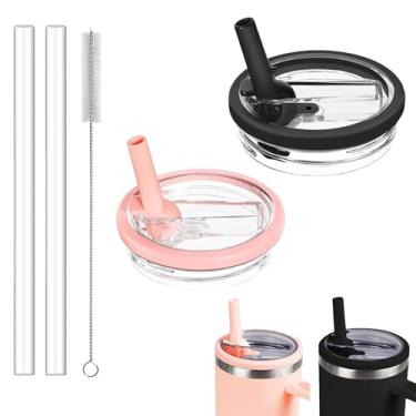 Imagem de Tianhengyi Substituição de tampa de copo de 850 g compatível com Stanley Quencher, preto + rosa