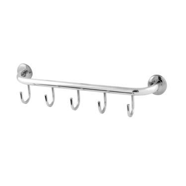 Imagem de Cabide 05 Ganchos Suporte Roupas Aço Inox Alumínio