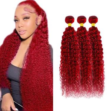 Imagem de Pacotes de cabelo ZevPiul Red Curly Burgundy Brazilian Virgin