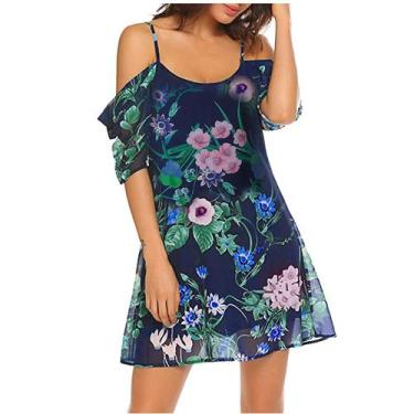 Imagem de Moda feminina verão casual praia estilingue pequenos vestidos de impre