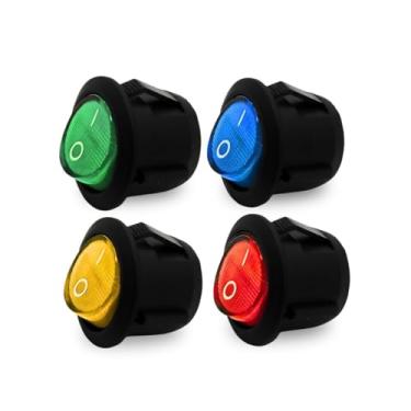 Imagem de 03 Botão Gangorra Redondo On/Off Luz Colorida KCD1-105 (Variados)