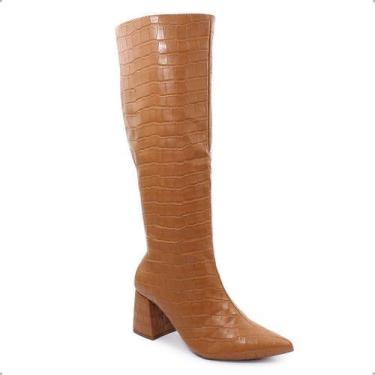 Imagem de Bota Montaria Cano Alto Salto Médio Crocodilo Caramelo - Sfizia, 39, C