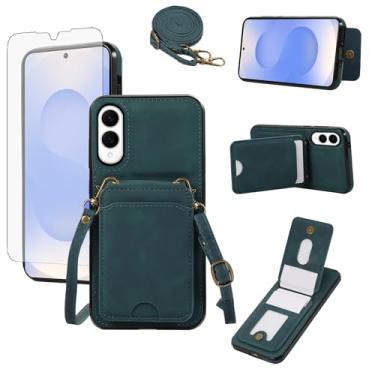 Imagem de Asuwish Capa carteira para Samsung Galaxy S25 Edge com protetor de tela de vidro temperado e alça transversal de pulso de couro flip porta-cartão de crédito celular S25Edge 25S S 25 25Edge mulheres