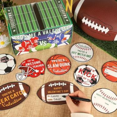Imagem de COCHIE Caixas de Dia dos Namorados para Crianças Futebol Americano Valentine Caixa de Correio Artesanato Caixas de Dia dos Namorados com Cartões para Troca de Sala de Aula Meninos Meninas Lembranças