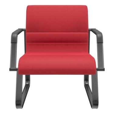 Imagem de Cadeira De Escritório Recepção Com Braço Fixa Preta Lev P03 Crepe Vermelho - Lyam Decor