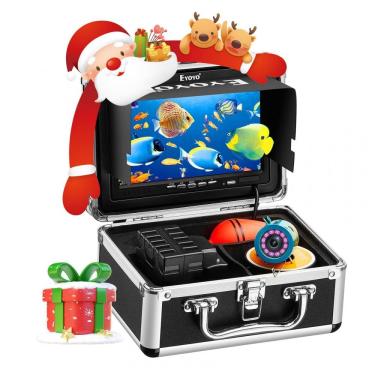 Imagem de Câmera de Pesca Subaquática Portátil à Prova d com Monitor e Luzes Infravermelhas, Cabo 30 M, EYOYO, Preto