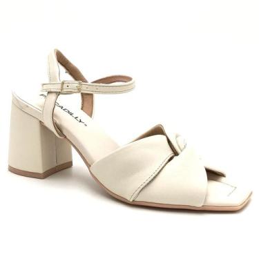 Imagem de Sandália Feminina Salto Médio Piccadilly 626032, Off white, 35
