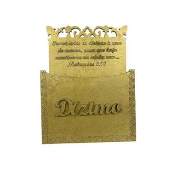 Imagem de Porta Envelope Para Dízimo Dourado Neutro MDF para Igrejas - no-brand