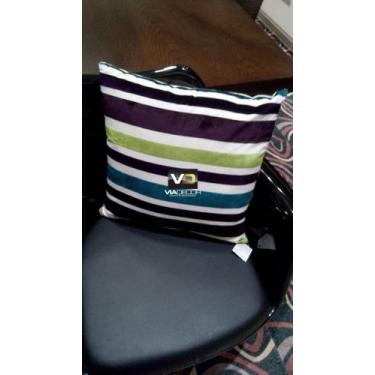 Imagem de Almofada riscas coloridas azul verde branca preto e roxo - Via Decor