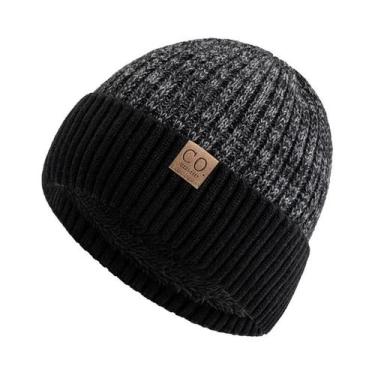Imagem de Gorro De Inverno Unissex Forrado Com Pelúcia, Quente, Bicolor, Tricota