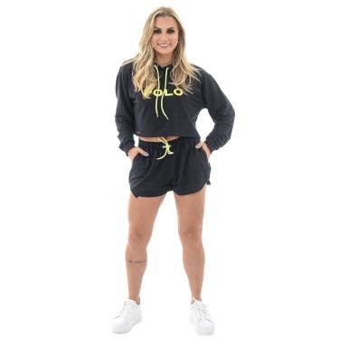 Imagem de Conjunto Cropped Moletom + Short Feminino Viscose Dia a Dia-Feminino