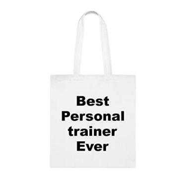Imagem de Sacola Personal Trainer, Best Personal Trainer Ever Tote Bag, Personal Trainer Presente, Personal Trainer Bolsa de ombro Personal Trainer, Personal Trainer Bolsas reutilizáveis, Ideia de de Natal, Branco