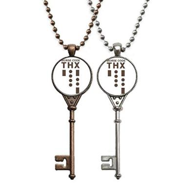 Imagem de OFFbb-USA Colar Morse Code Thank-You Dot-line Expression Key Necklace Pendant Jewelry Decoração de casal