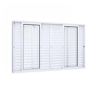 Imagem de Janela Veneziana Alumínio Central 4 Folhas Móveis 2 Fixas Lucasa Eccellente 100cmx200cm Branco