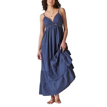 Imagem de Lucky Brand Vestido longo feminino cortado em camadas, Sombra noturna azul, PP