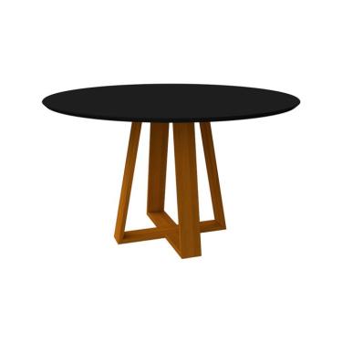 Imagem de Mesa de Jantar Redonda com Tampo de Vidro Vitoria Preta e Ype 135 cm
