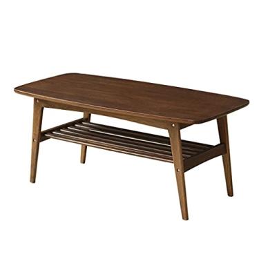 Imagem de Mesa lateral mesa de centro moderna retrô artesanato mesa lateral de chá mesa doméstica, adequada para escritório sala de estar quarto prateleira de sala de estudo mesa de centro para sala de estar (cor: marrom)