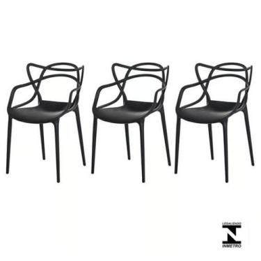 Imagem de Conjunto Com 3 Cadeiras Allegra Preta - Universal Mix