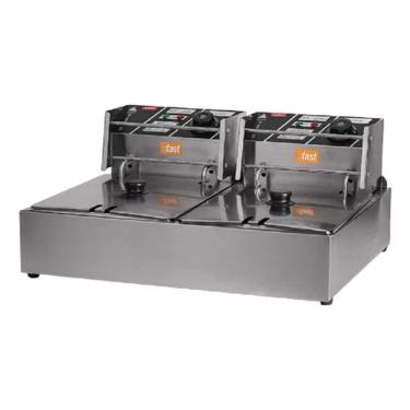 Imagem de Fritadeira C/ Tampa 2 Cubas 220v 10l Elétrica Inox Nova Top