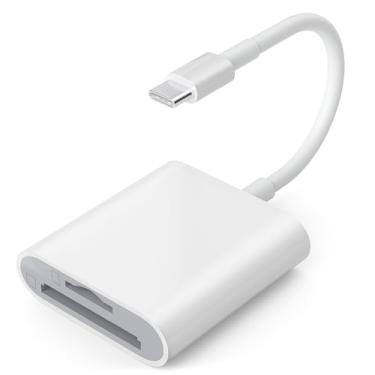 Imagem de TIANSONG Leitor de cartão SD USB C para iPhone 15/Mac/iPad, USB 3.0 tipo C para SD/adaptador de cartão micro SD, dois compartimentos para leitura e gravação simultaneamente, leitor de cartão de