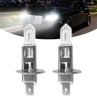 Imagem de Hirificing Lâmpada de farol H1 12V 55W lâmpada de halogêneo, 2 peças de substituição de luz de neblina alta farol baixo de quartzo, lâmpada de farol branco de xenônio para carro Plug and Play