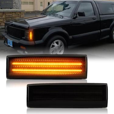 Imagem de Gempro Luzes de LED para para-choque dianteiro para Chevy Blazer S10 GMC Jimmy S15 1983-1994 Lâmpadas marcadoras âmbar, 2 peças (lente fumada)