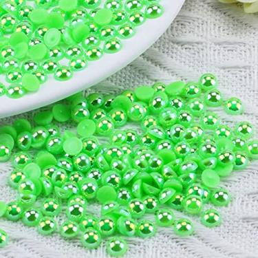 Imagem de Briskbloom 1300 peças 6 mm flatback meias pérolas para artesanato joias scrapbooking decoração de unhas, pérolas planas para copos de sapatos Crocs, imitação de pérolas soltas pedras preciosas (verde