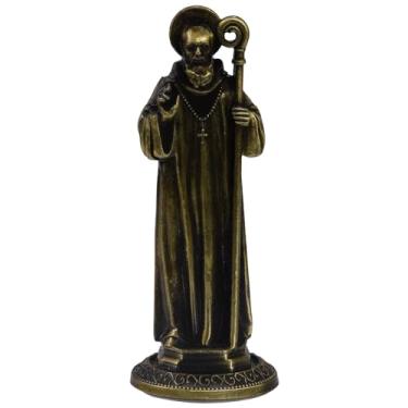 Imagem de MESARCH Estátuas religiosas de liga de liga católica mini figuras de bronze ornamento com adesivo na parte inferior para colar no carro, casa, altar igreja, escritório (estátua de São José)