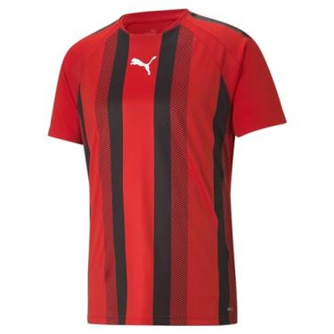 Imagem de PUMA Camiseta masculina listrada Teamliga, Puma Vermelho - Puma Preto, 3X-Large Big
