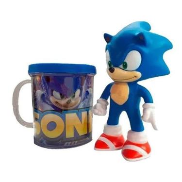 Imagem de Kit Boneco Sonic Azul Articulado 15Cm + Caneca 350Ml Nº13