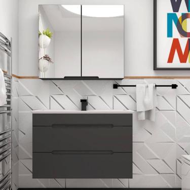 Imagem de Gabinete de Banheiro com Cuba 80cm Jazz Mazzu Grafite