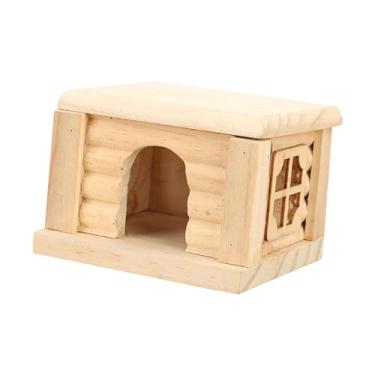 Imagem de Generic Casa de madeira para hamster, cabana para brincar, decoração de gaiola, esconderijo, animais pequenos, casa de, habitat para ratos lemmings