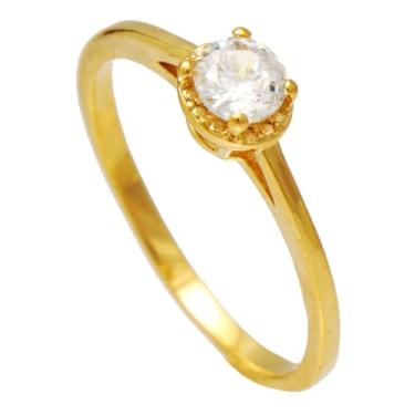 Imagem de Anel Solitário com Zircônia Redonda Folheado Em Ouro 18K Softjoias (23)