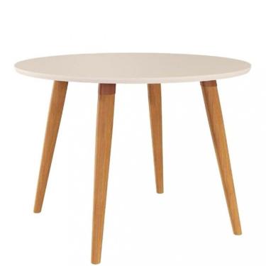 Imagem de Mesa de Jantar 110 cm Com Vidro Dani Cimol - Madeira/Off White