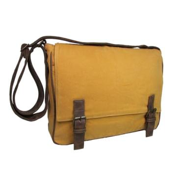 Imagem de Bolsa Pasta Transversal Carteiro Notebook Laptop em Lona Masculino Feminino (Amarelo)
