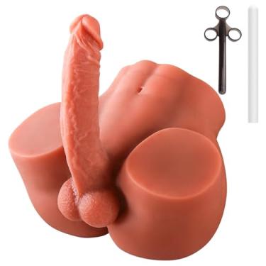 Imagem de Torso Boneca Sexual Masculina com Vibrador de Pênis Enorme Flexível Realista Seringa de Lubrificação Vara de Secagem, Masturbador Anal Masculino com Buraco Apertado para Masturbação Masculina, Brinquedo Sexual para Homens Mulheres Casal Gay (Marrom)