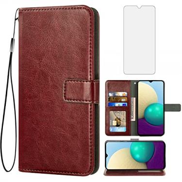 Imagem de Asuwish Compatível com Samsung Galaxy A02S Capa carteira de vidro temperado protetor de tela de couro capa flip suporte suporte acessórios celulares capas de telefone para Glaxay A 02s Galaxies M02s