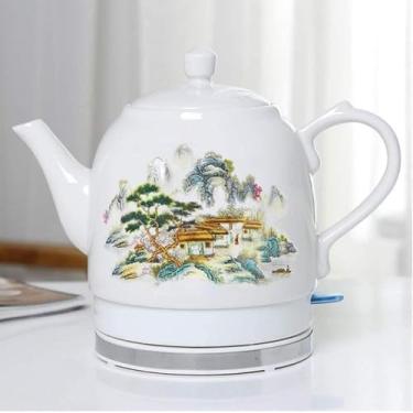 Imagem de Chaleira elétrica portátil de cerâmica, bule retrô de 1,5l, base removível, fervura Dryion-1000W