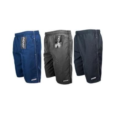 Imagem de Kit 3 Short Bermuda Tactel Tamanho Grande Elástico Cordão Extra Plus S
