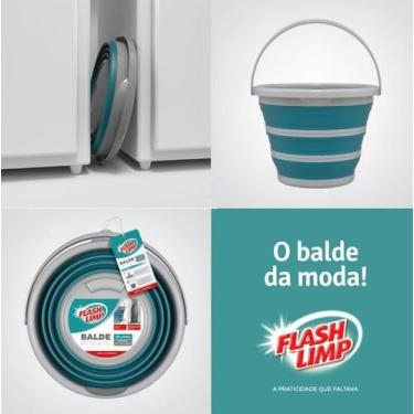 Imagem de Balde Sanfonado Retrátil Compacto Emborrachado Silicone Multiuso 10 Li