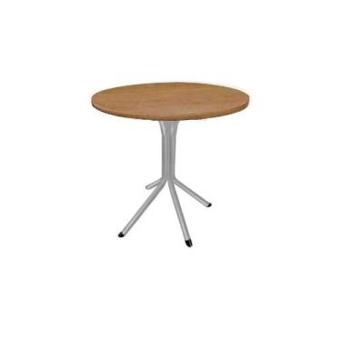 Imagem de Mesa Bistrô Baixa Prata C/ Tampo 60cm Redondo Mdf - Moveraço, Canela