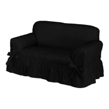 Imagem de Capa De Sofá 2 Lugares Avulso Gorgurão Maquinetado - Preto - Campari