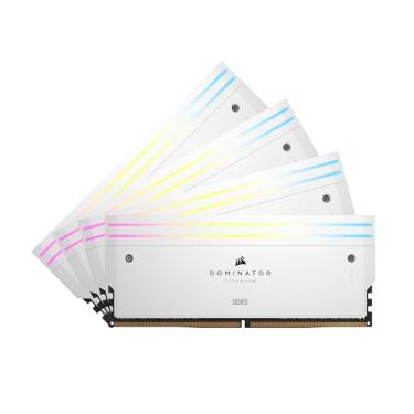 Imagem de CORSAIR DOMINATOR TITANIUM RGB DDR5 RAM 64GB (4x16GB) DDR5 6000MHz CL36 Intel XMP iCUE Memória de computador compatível - Branco (CMP64GX5M4B6000C36W)