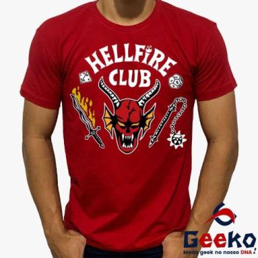 Imagem de Camiseta HellFire Club 100% Algodão Stranger Things Geeko, Vermelho go