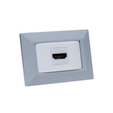 Imagem de Espelho de Tomada Simples Chanfrado com 1 HDMI Cinza - CONNECT CAIXA T
